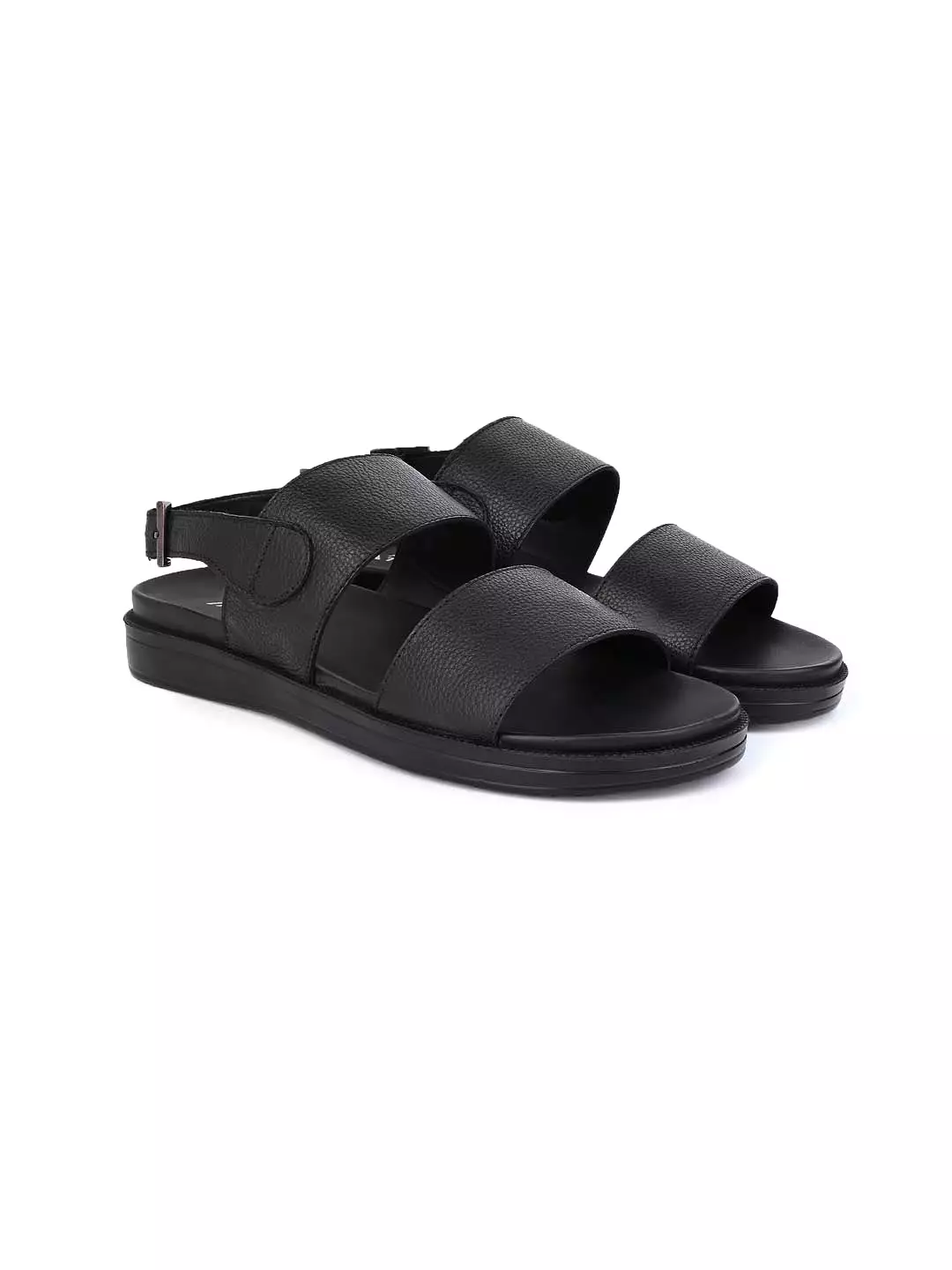 Alberto Torresi Deriko Black Genuine Leather Slingl Back Sandals For Men