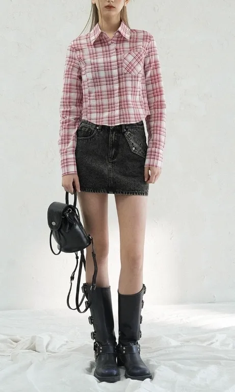 AVANDRESS  |Other Plaid Patterns Casual Style Street Style Long Sleeves