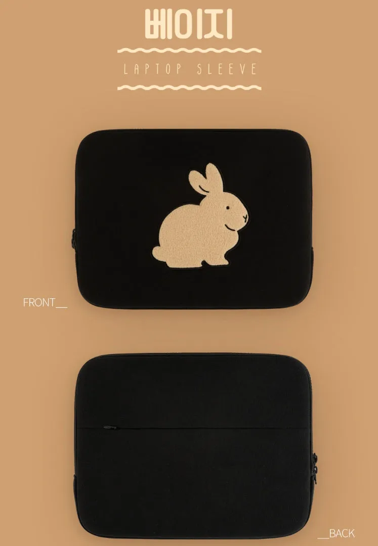 Black Gray Beige Rabbit Laptop Sleeves 11 for iPad 13 15 inches Cases Protective Covers Purses Handbags Square Cushion Pouches D