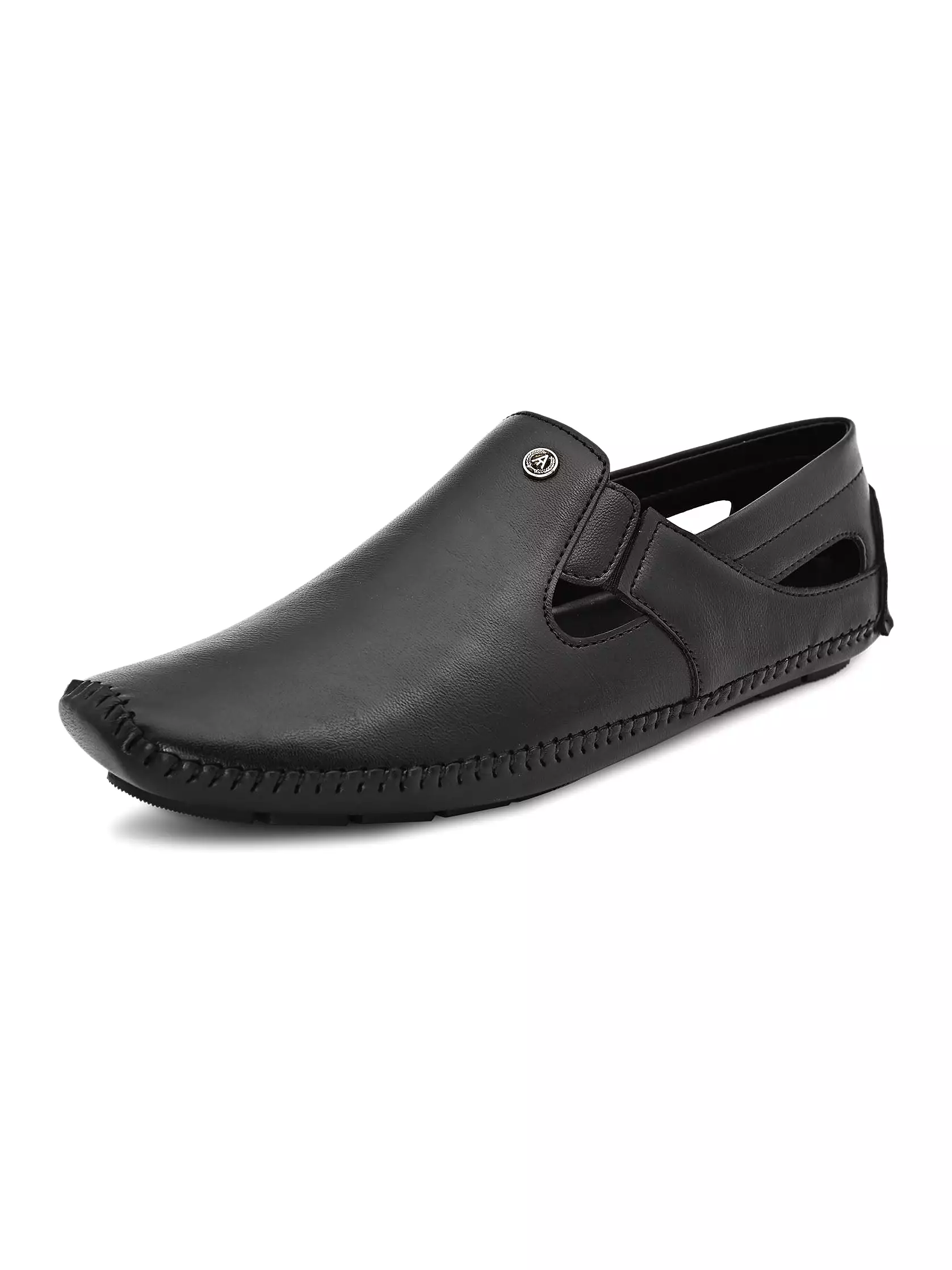 Black Synthetic  Sandals For Urbane Men