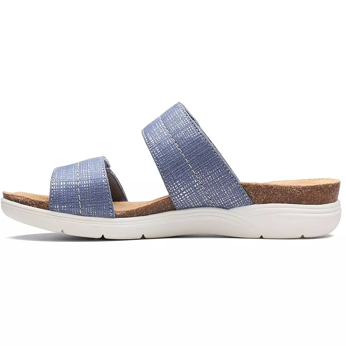 Clarks Womens April Dusk Leather Metallic Slide Sandals