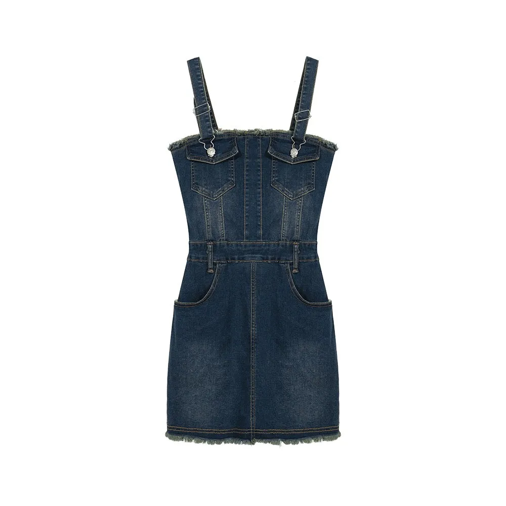 Denim Mock Overall Dress