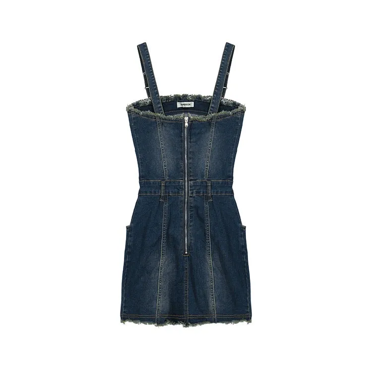 Denim Mock Overall Dress