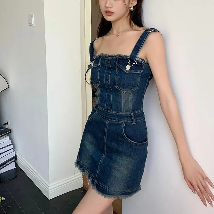 Denim Mock Overall Dress