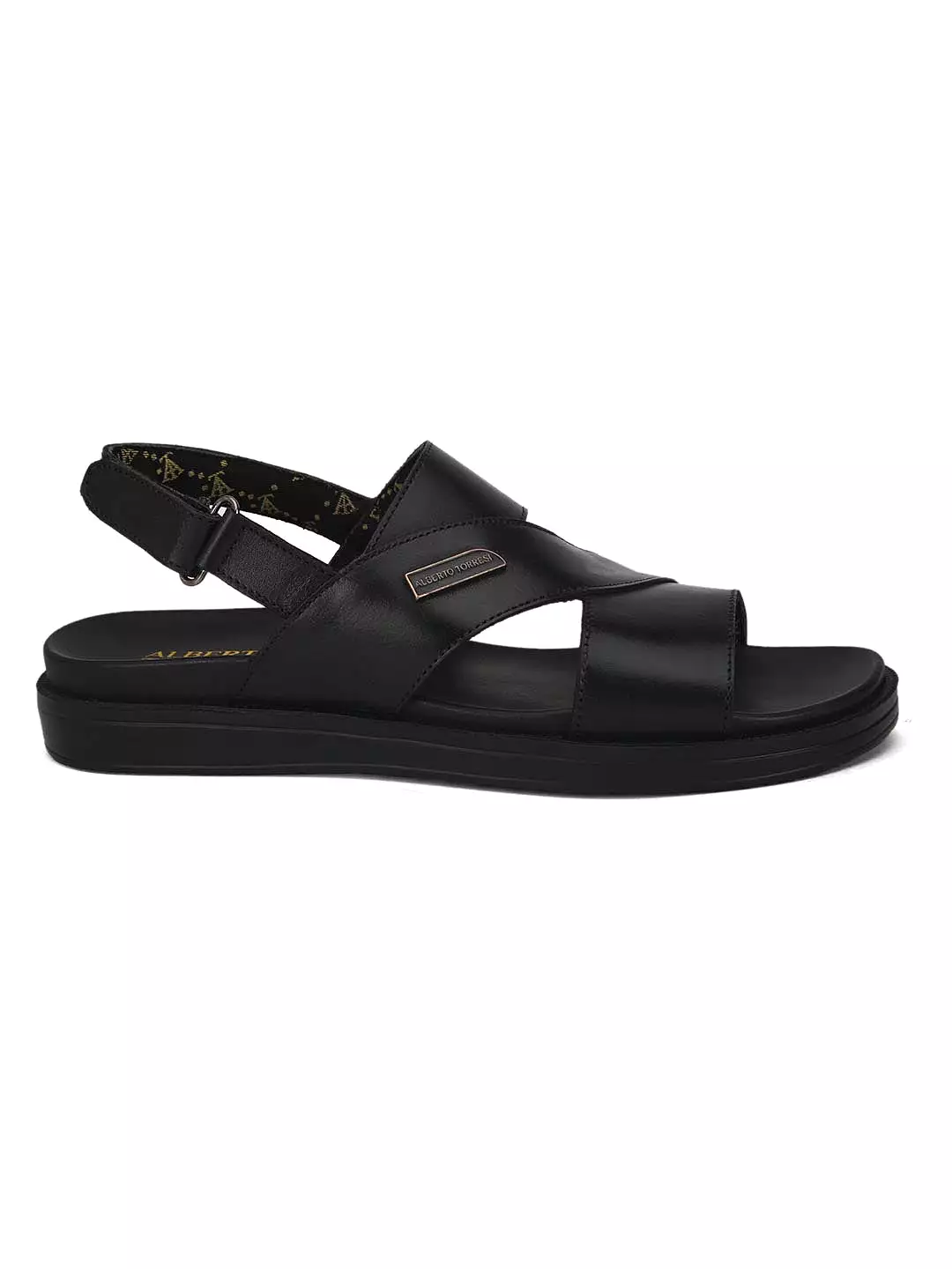 Deriko Black Genuine Leather Slingback Sandals For Men