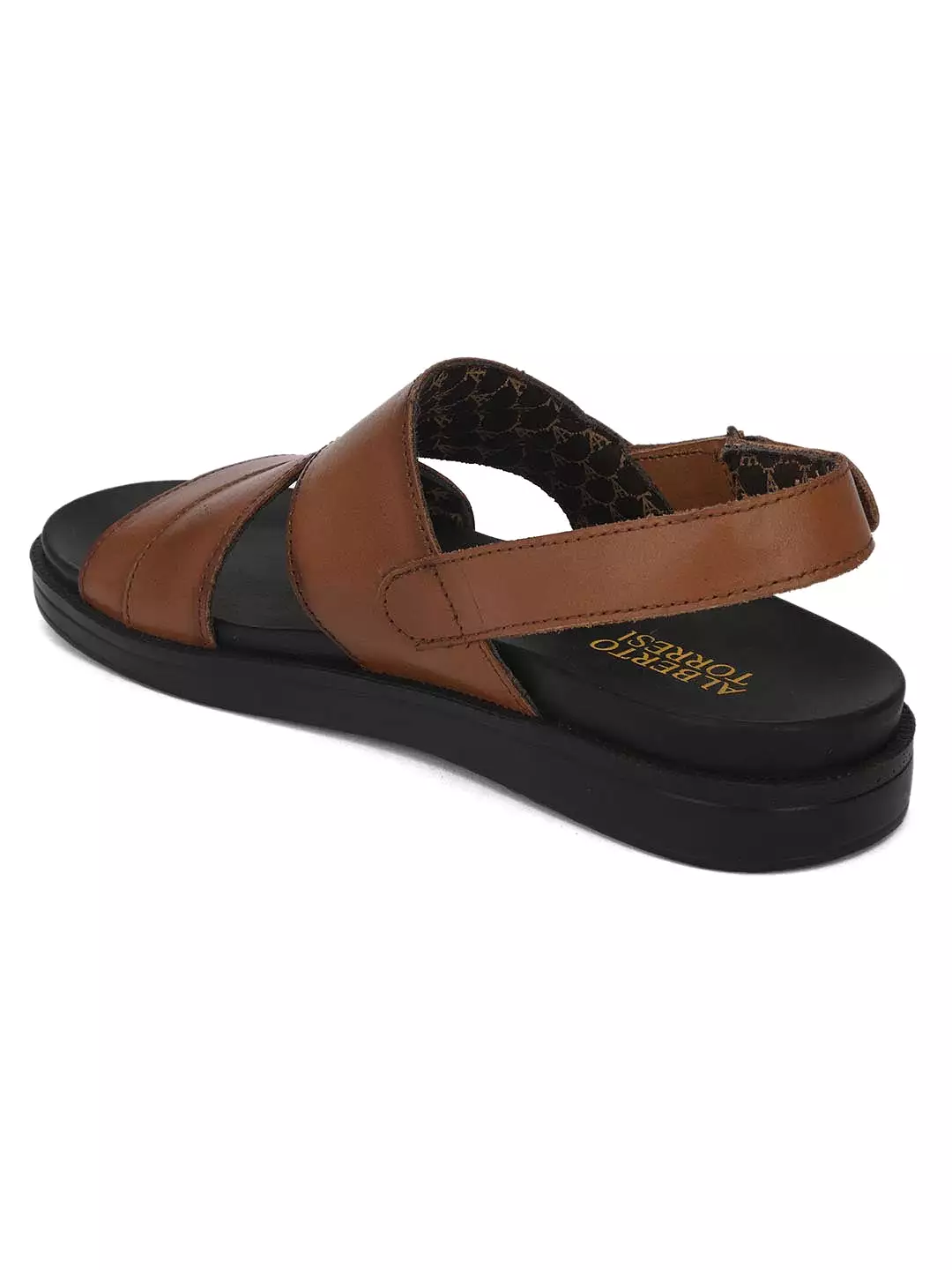 Deriko Brown Genuine Leather Slingback Sandals For Men