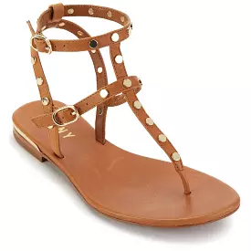 DKNY Womens Leather Ankle Strap Thong Sandals