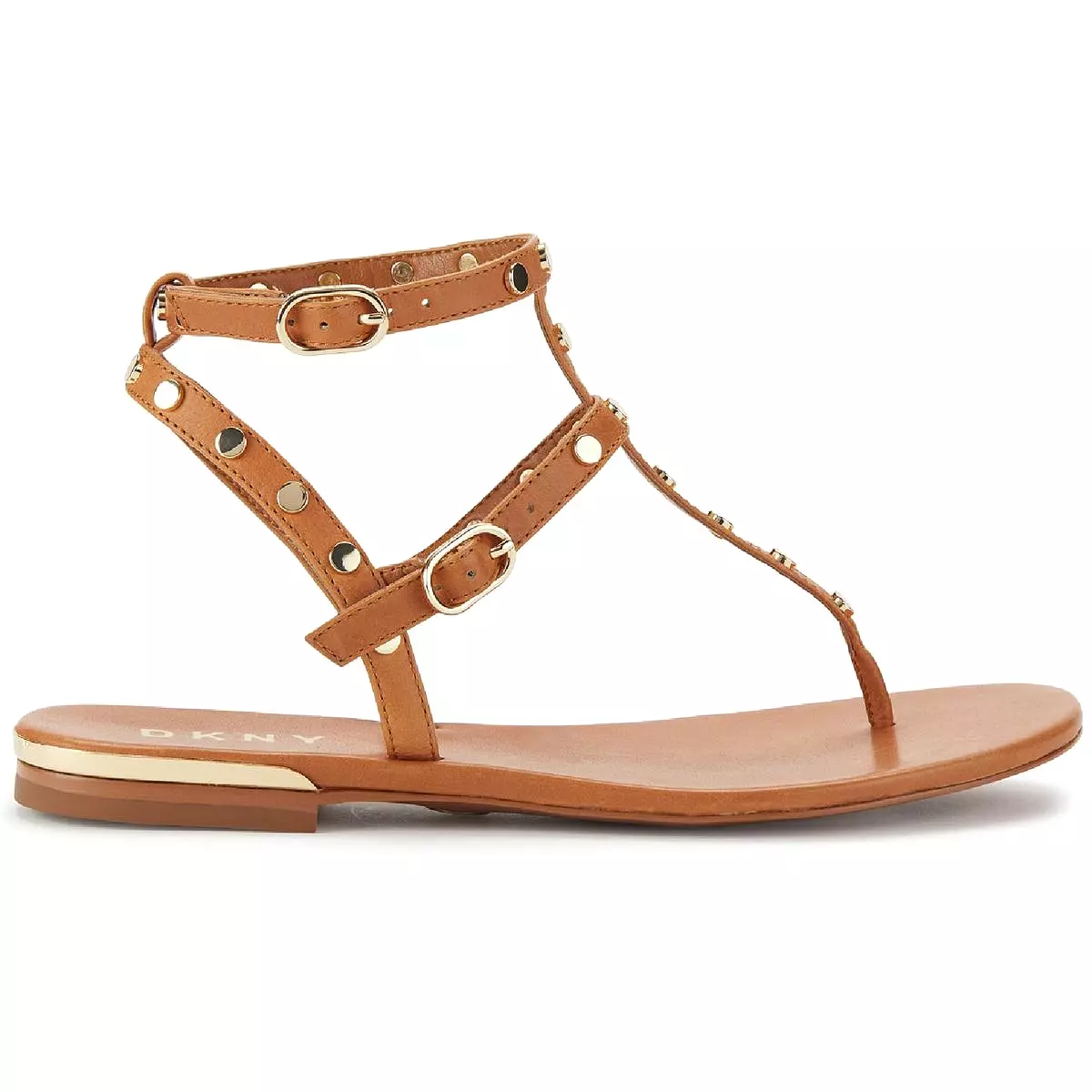 DKNY Womens Leather Ankle Strap Thong Sandals