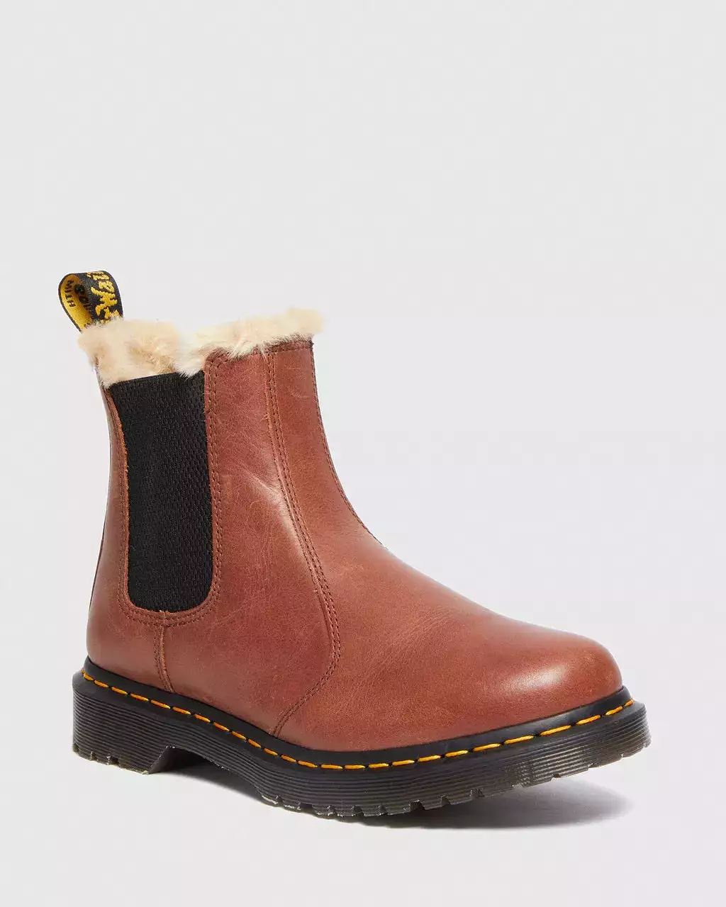 Doc Martens Women's 2976 LEONORE FAUX FUR-LINED CHELSEA BOOTS (TAN FARRIER)