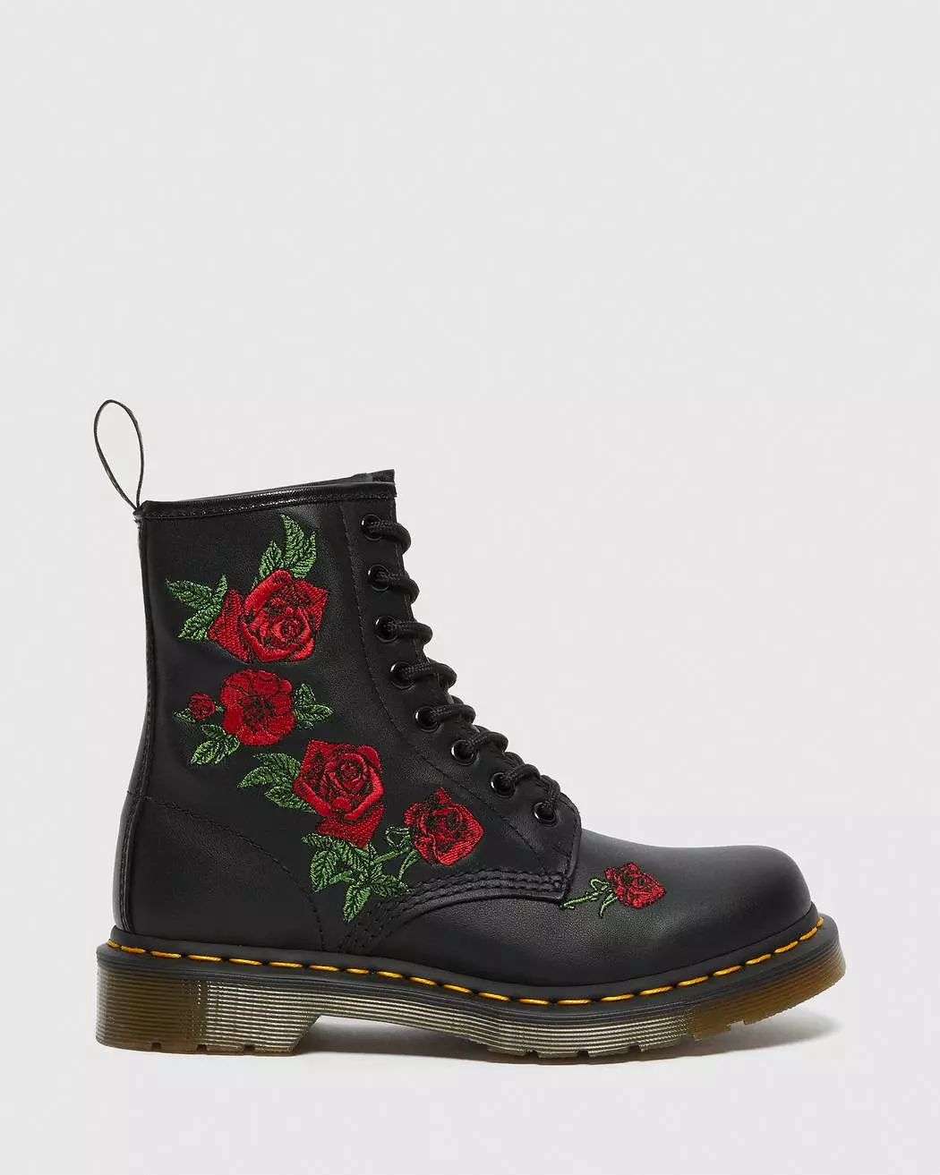 Dr Martens Women's 1460 VONDA FLORAL LEATHER LACE UP BOOTS (Black Softy)