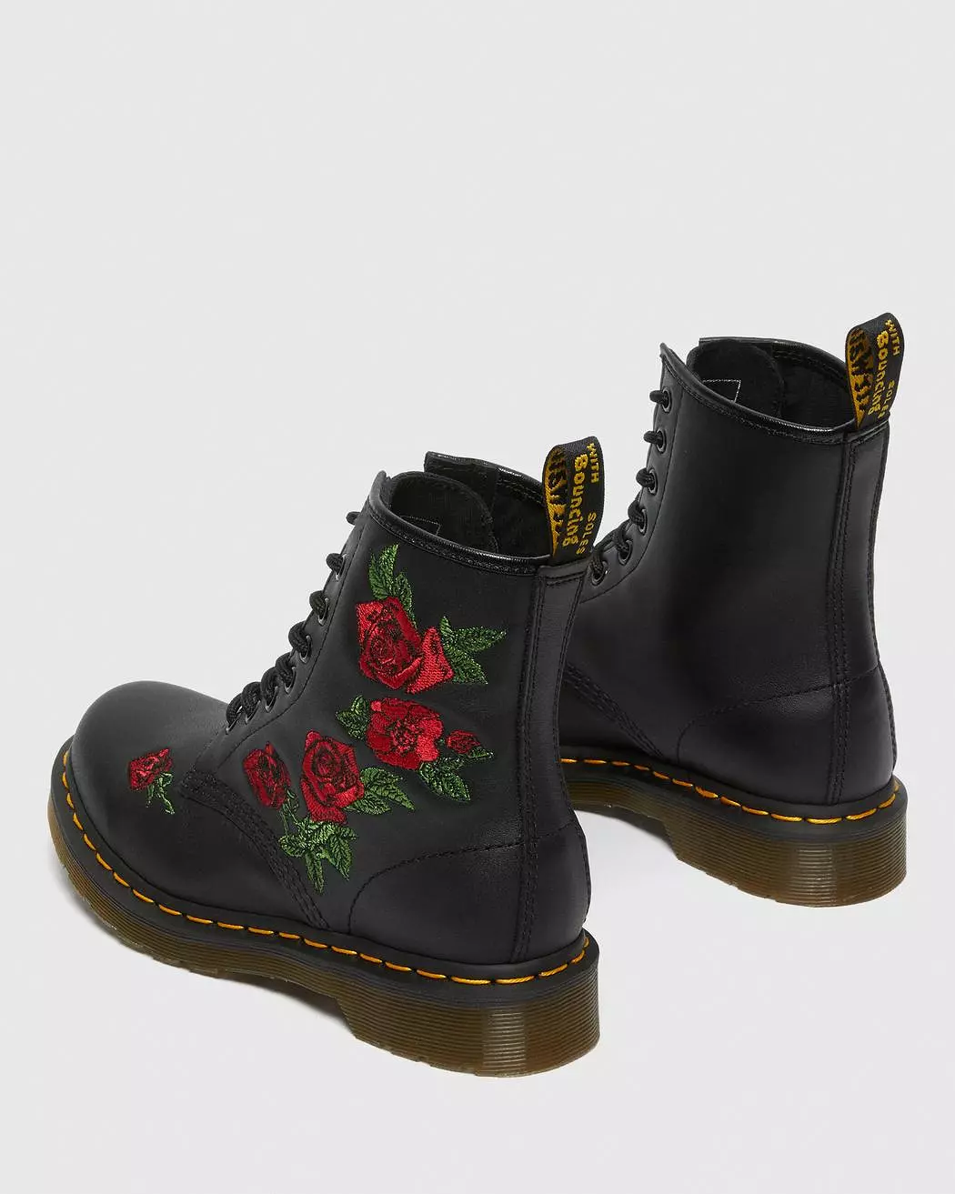 Dr Martens Women's 1460 VONDA FLORAL LEATHER LACE UP BOOTS (Black Softy)