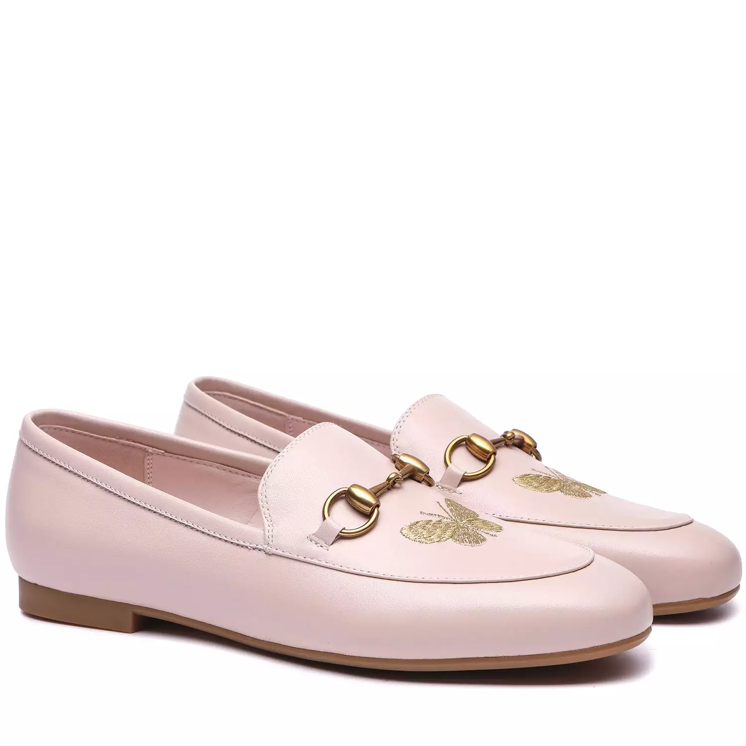 EVERAU Everau Pink Loafer With Metal Buckle And Butterfly Embroidery