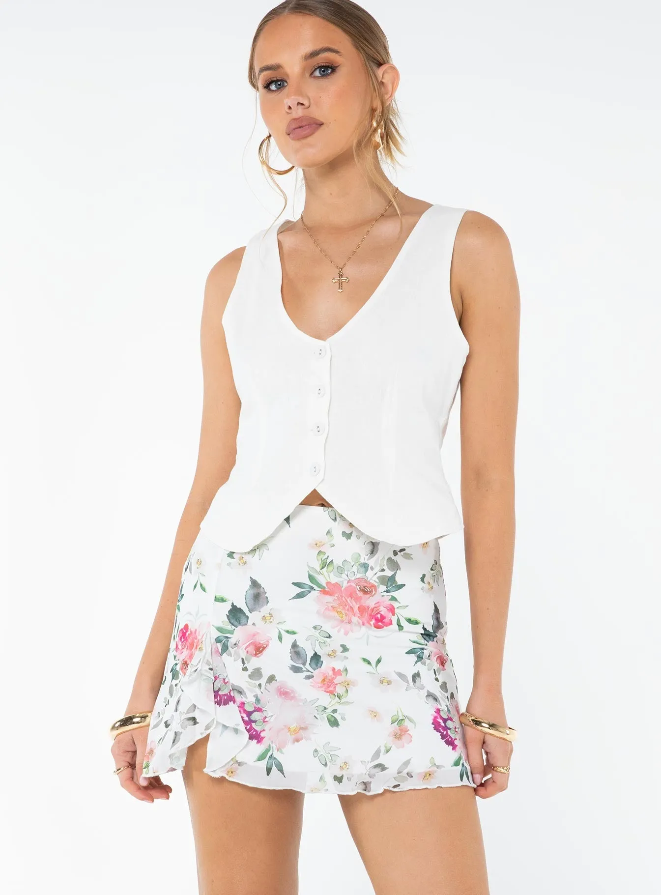 Fallen Roses Mini Skirt Multi