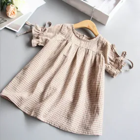 Girls dresses Toddler Kids Baby Girl Clothes dress Bowknot Plaid T-shirt Tops Party Princess Dresses drop shipping