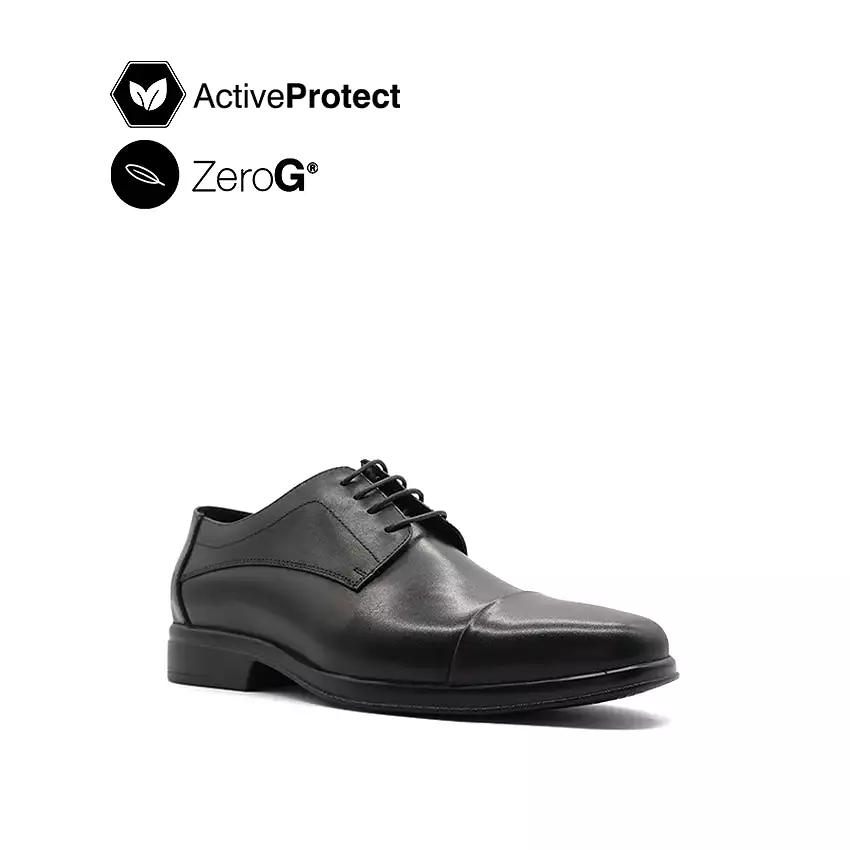 Graham Toe Cap Men's Shoes - Black Leather