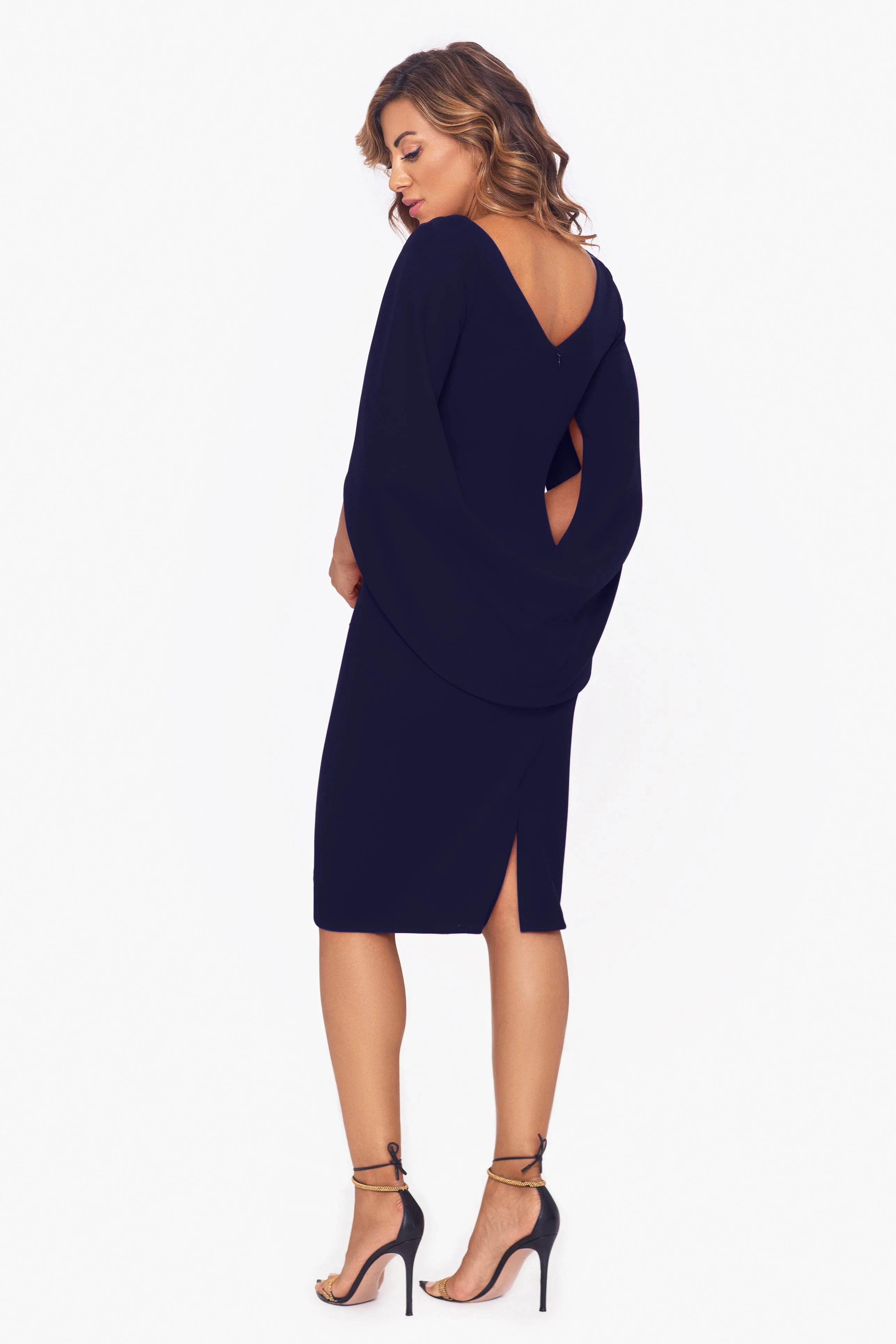 Jordan Short Scuba Crape Draped Back Dress