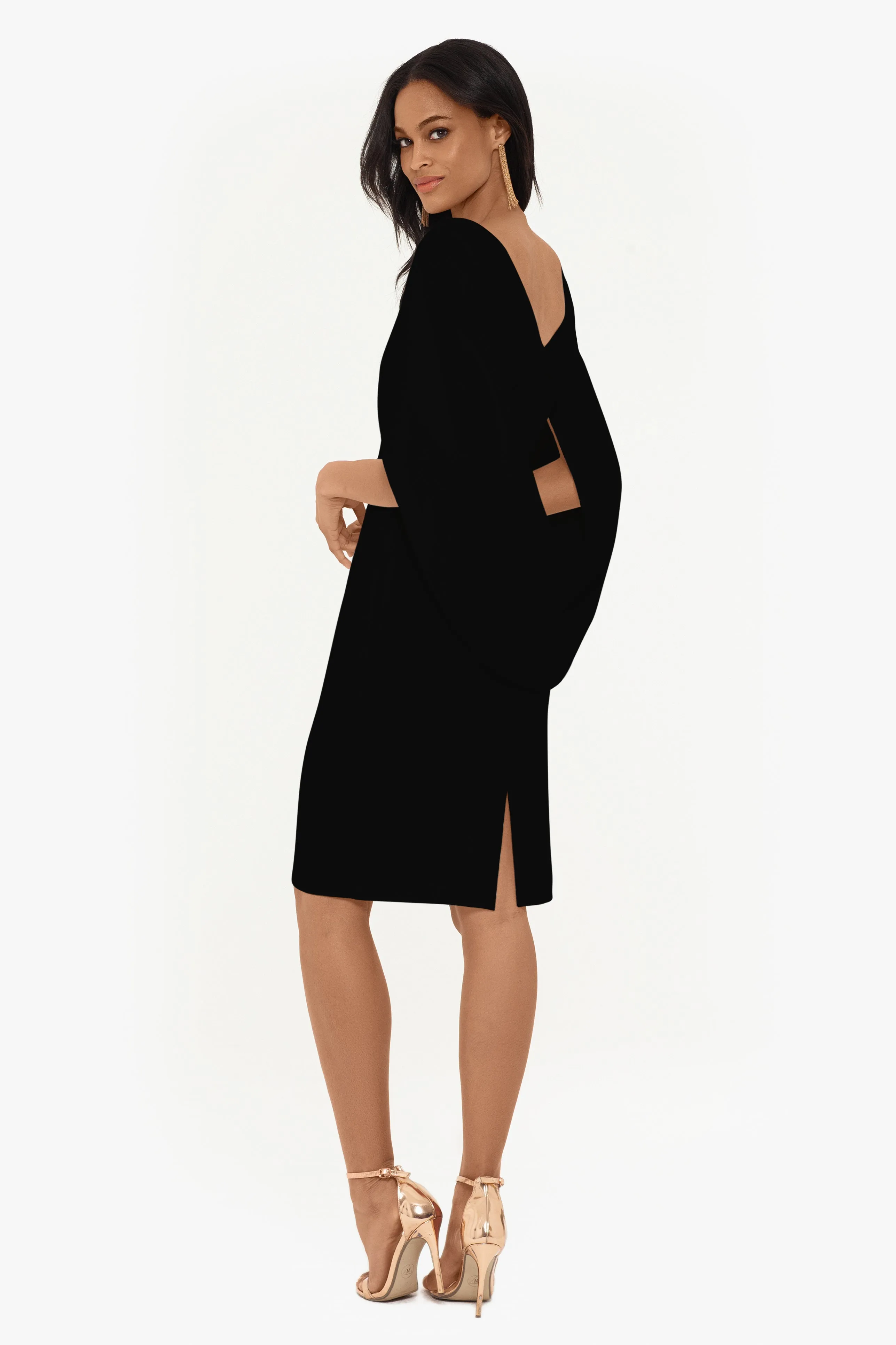 Jordan Short Scuba Crape Draped Back Dress