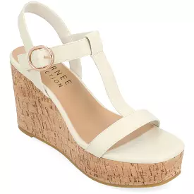 Journee Collection Womens Matildaa Faux Leather Square Toe Wedge Sandals