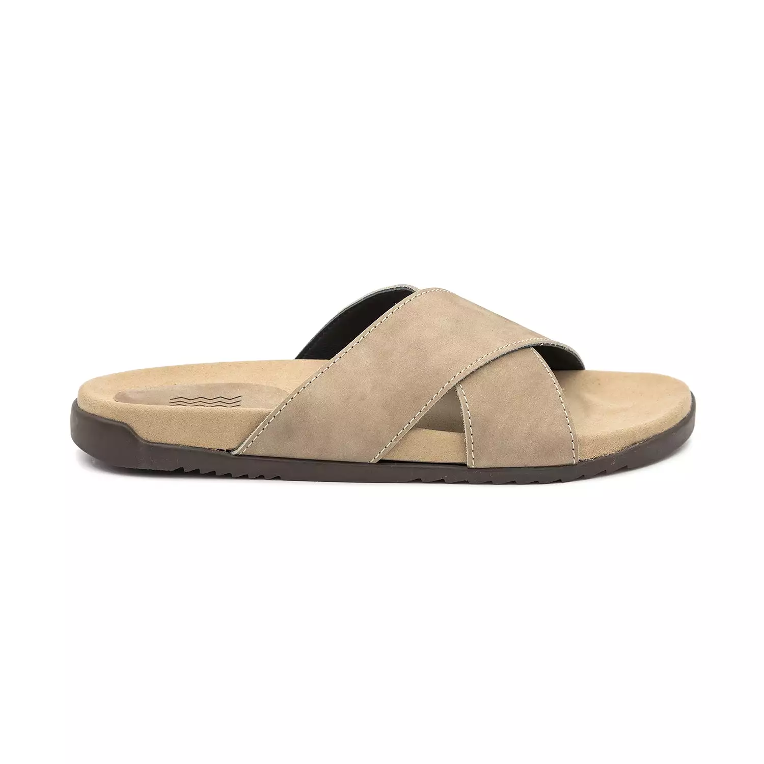 Leather Sandal With Crossed Straps For Men - 2429 Bot Nobuck