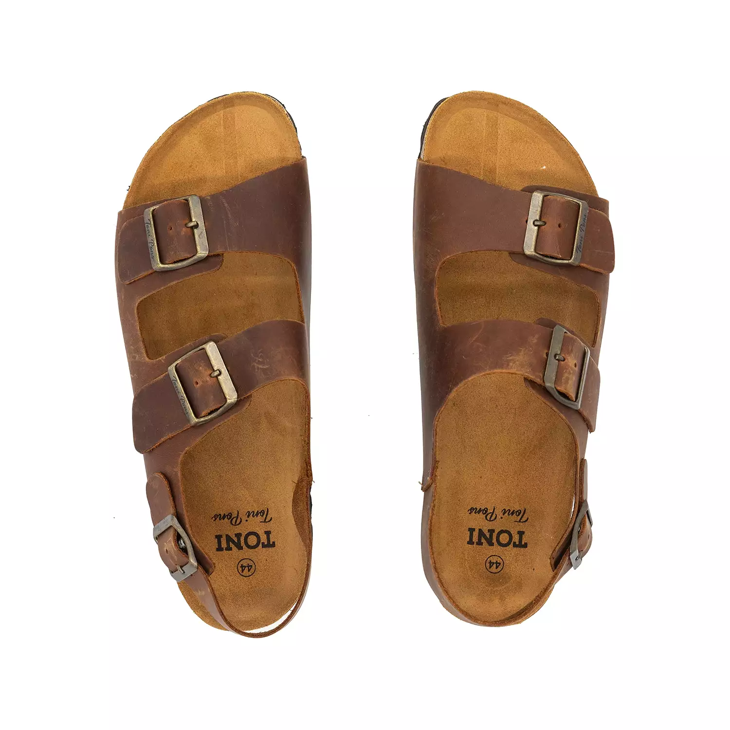 Leather Sandal with Double Buckle for Men  - Gil-PE