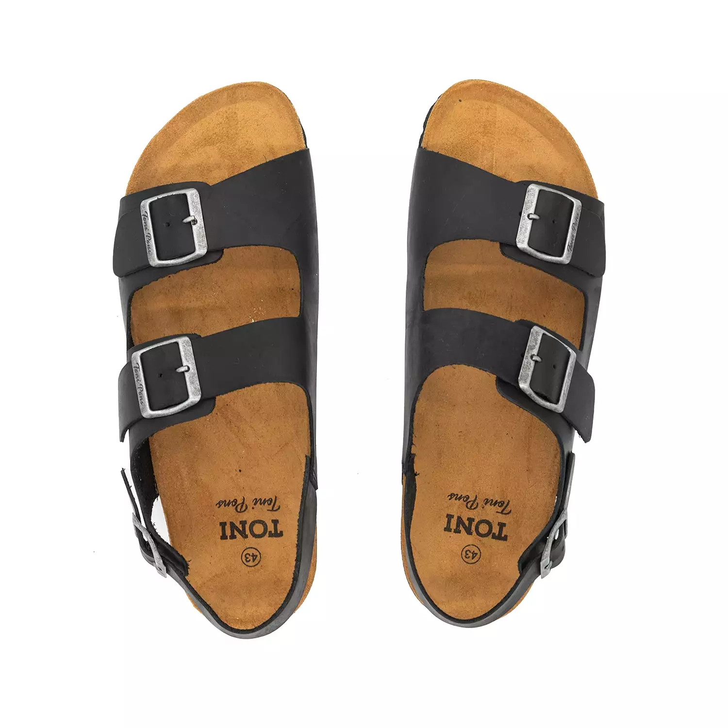 Leather Sandal with Double Buckle for Men  - Gil-PE