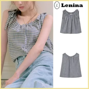 LENINA  |Other Plaid Patterns Casual Style Sleeveless Cotton