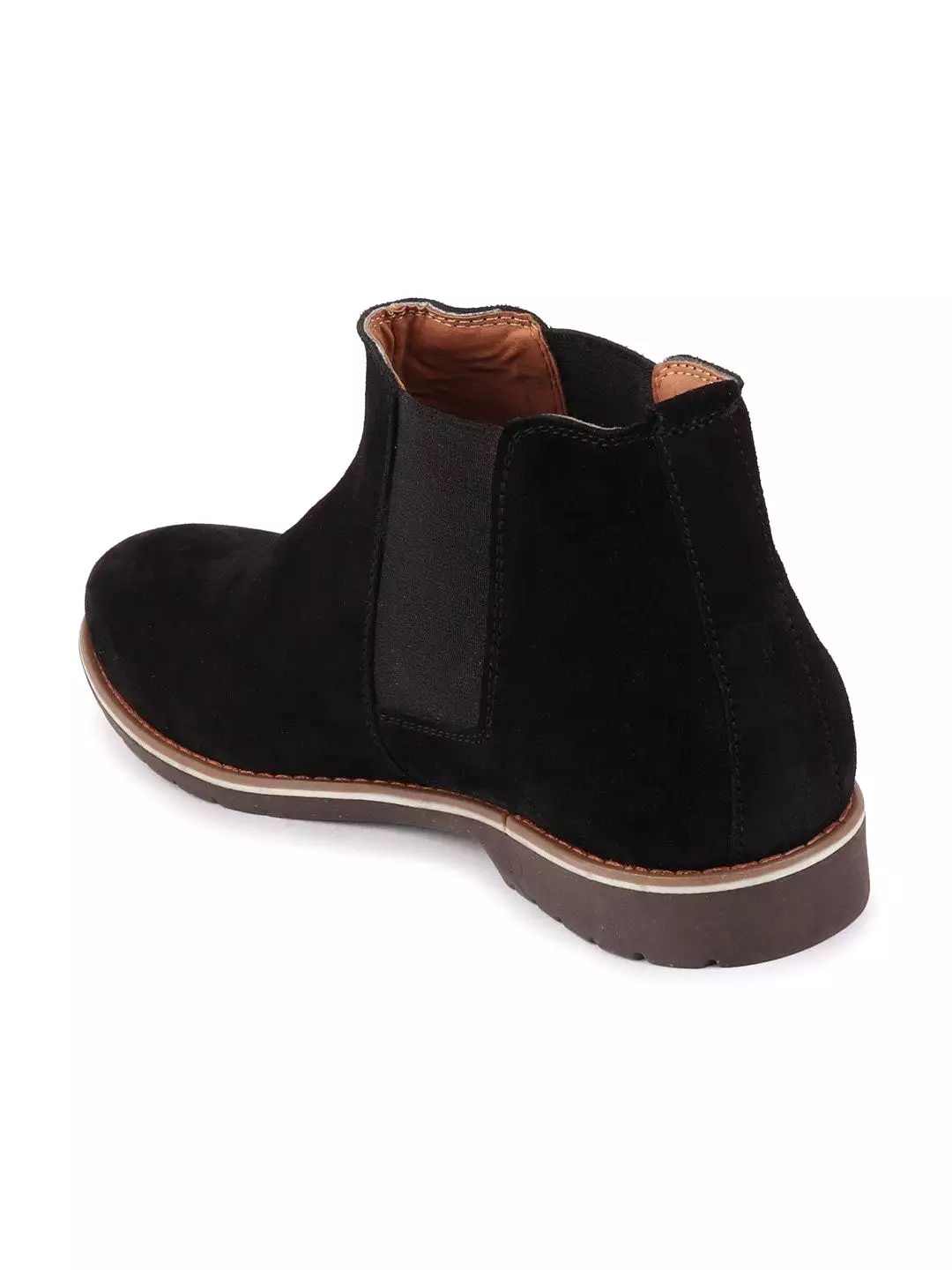 Men Black Casual Suede Slip-On Boots