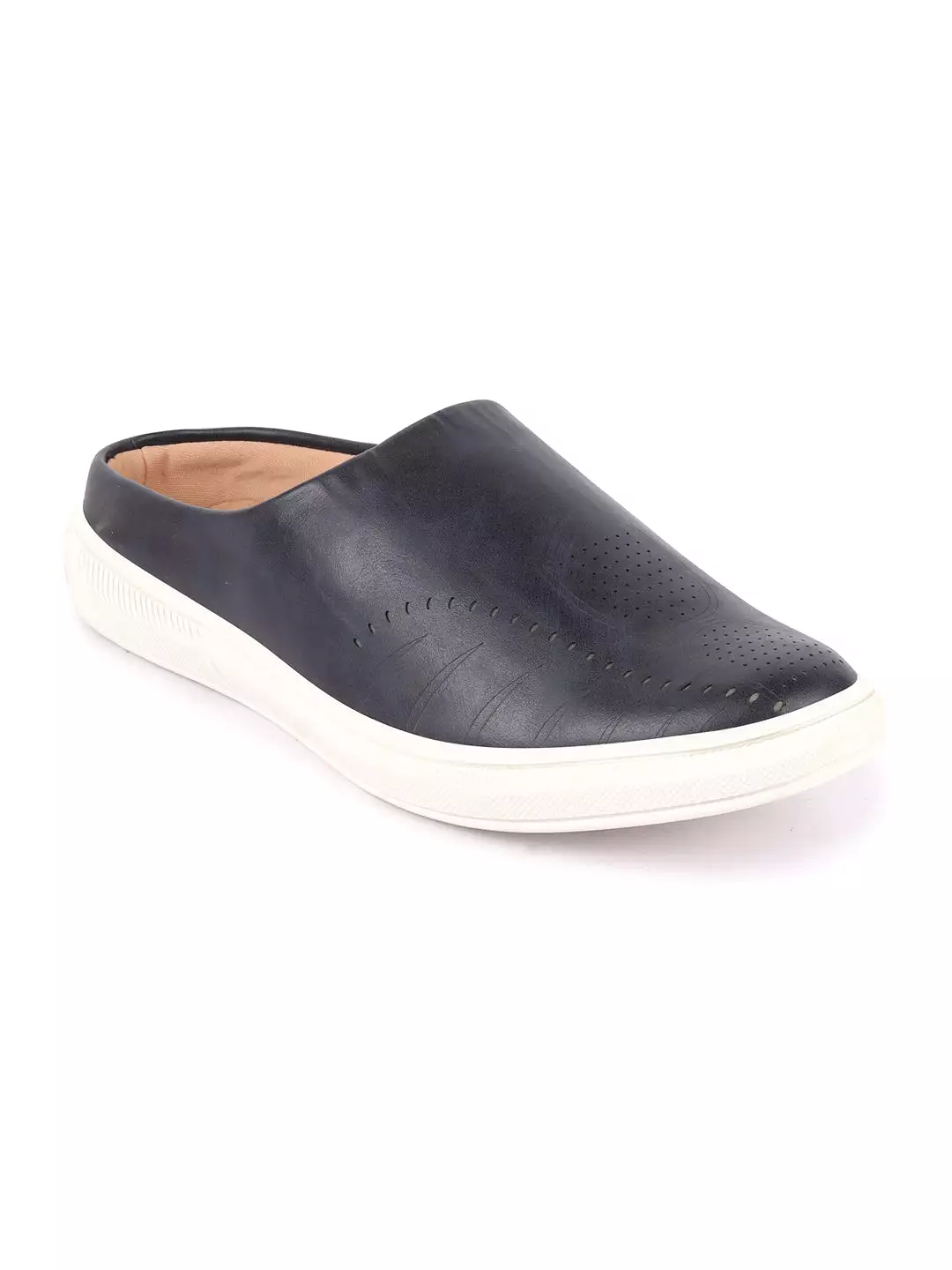 Men Blue Back Open Stylish Design Slip On Shoes