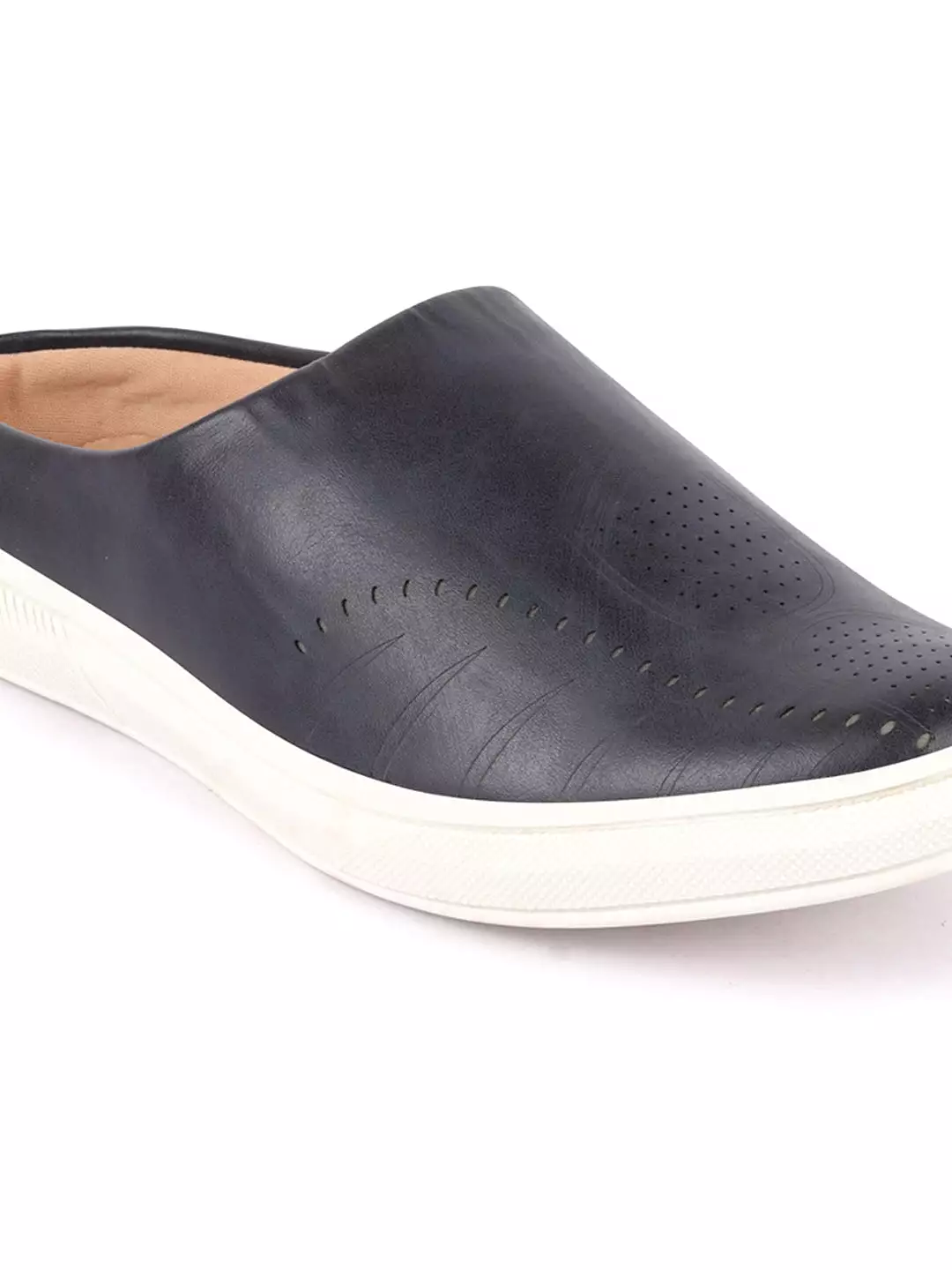 Men Blue Back Open Stylish Design Slip On Shoes