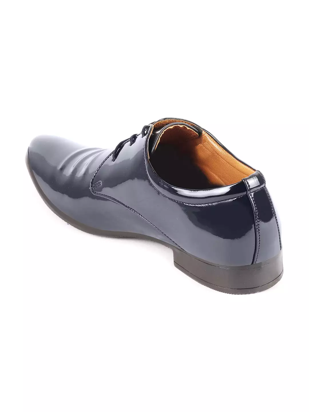 Men Blue Patent Leather Party Lace Up Stylish Fashion Comfort Lightweight Shoes