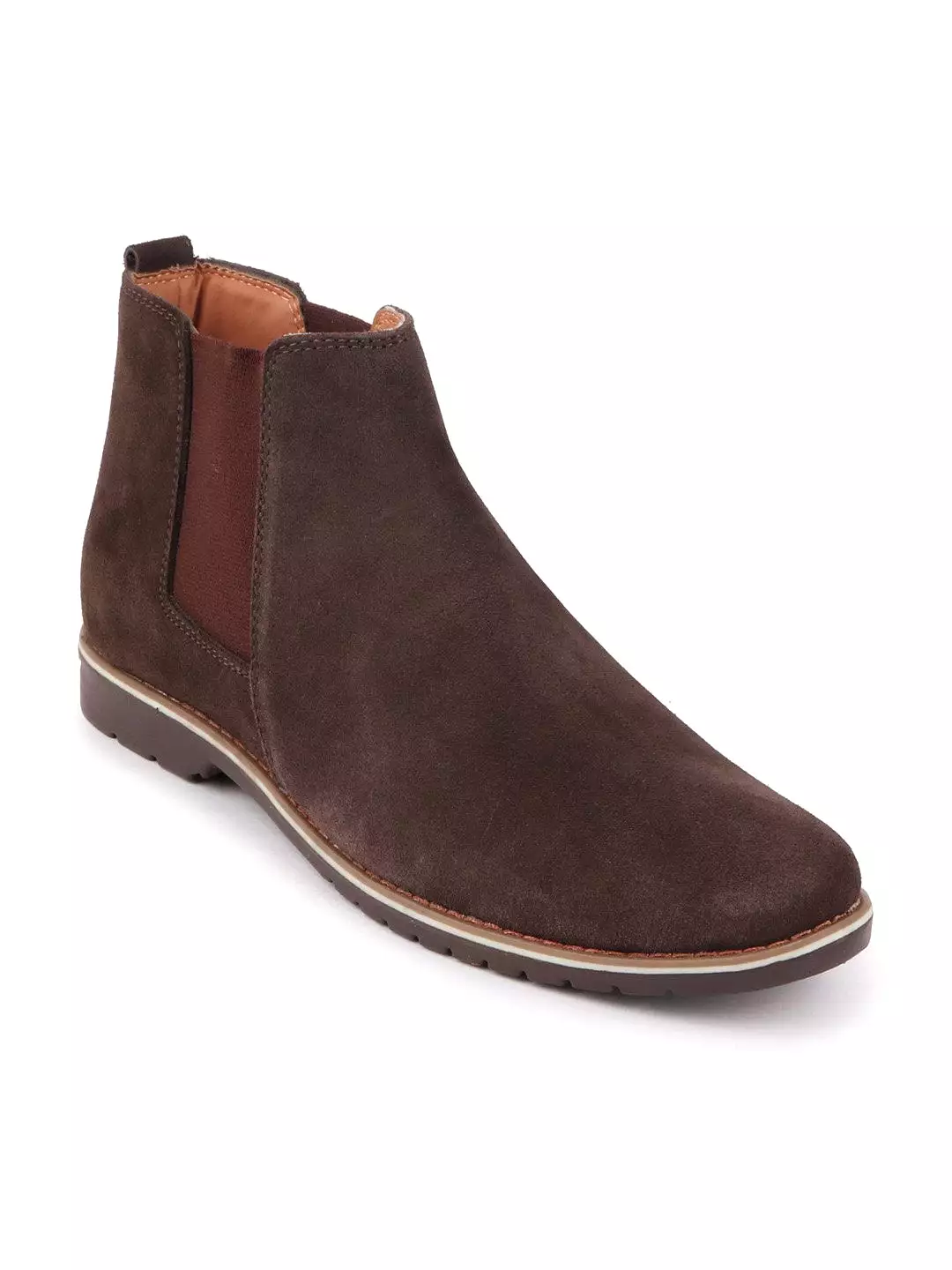 Men Brown Casual Suede Slip-On Boots