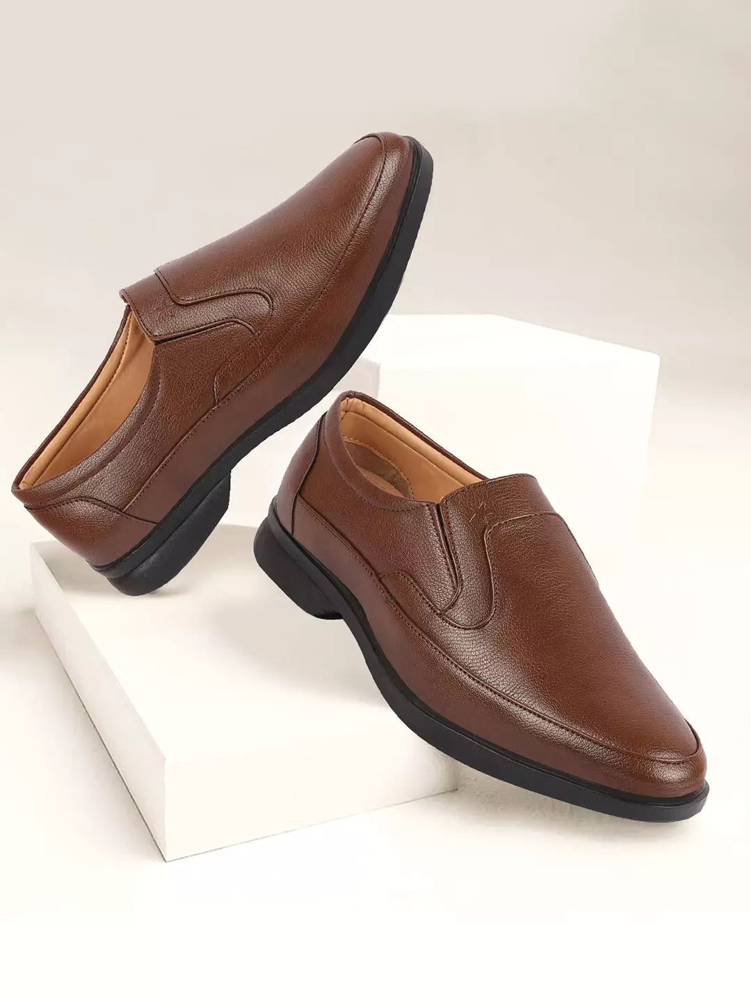 Men Brown Formal Office Meetings All Day Long Outdoor Slip On Shoes