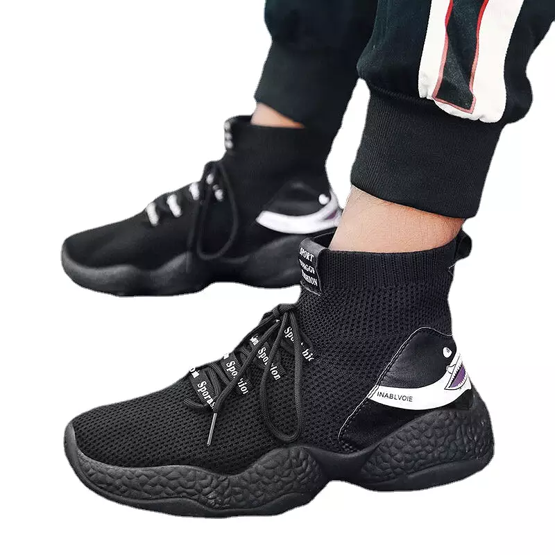 Men High Top Sock Sneakers Breathable Casua Shock Absorption Mesh Shoes Outdoor Jogging Running Shoes