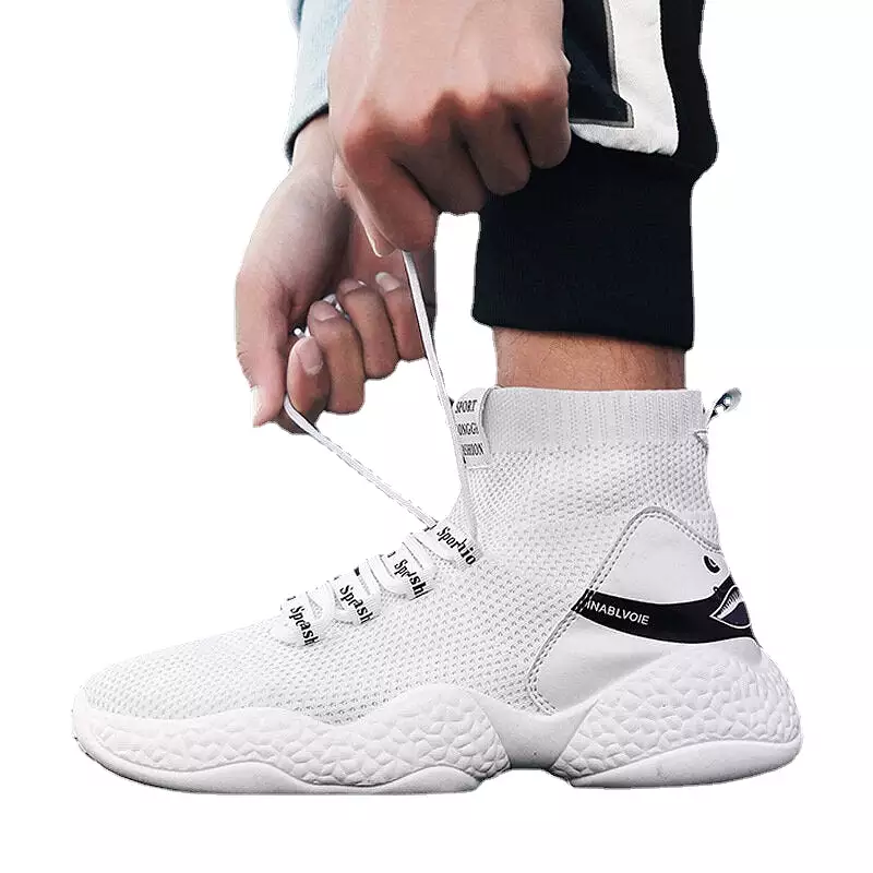 Men High Top Sock Sneakers Breathable Casua Shock Absorption Mesh Shoes Outdoor Jogging Running Shoes