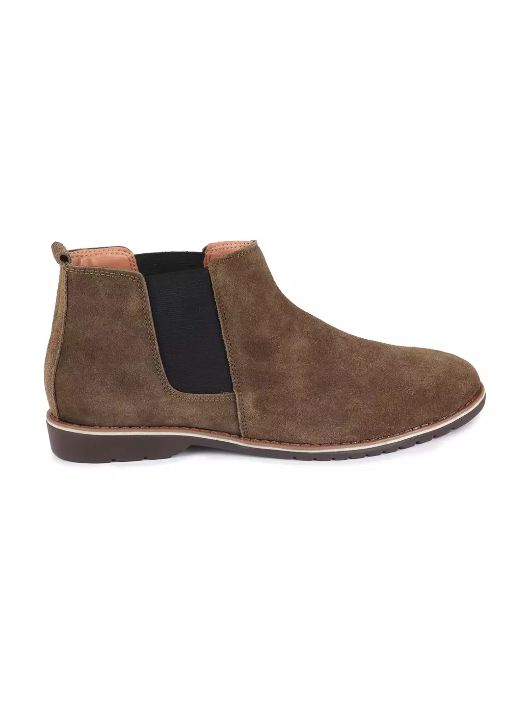 Men Olive Casual Suede Slip-On Boots