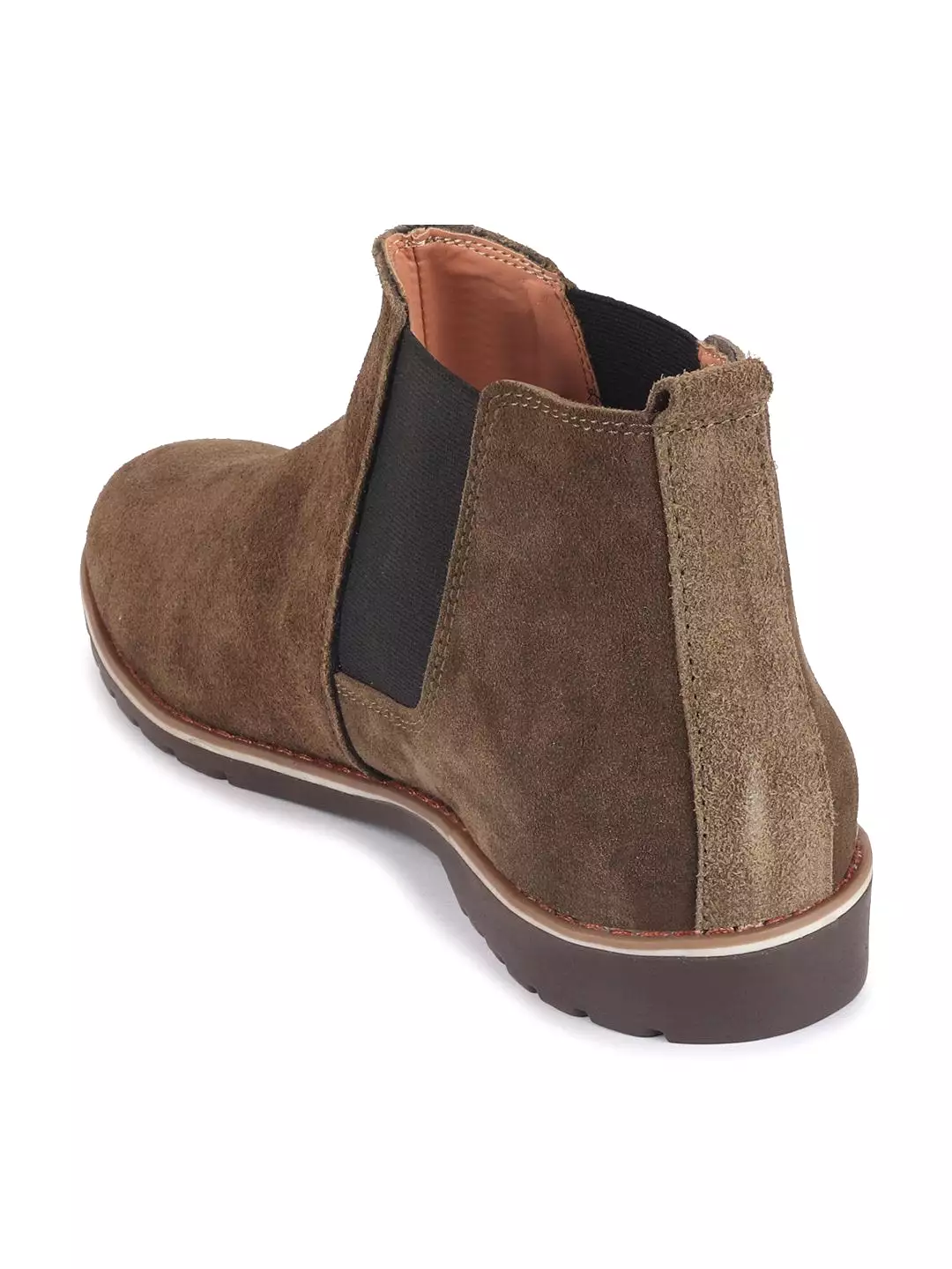 Men Olive Casual Suede Slip-On Boots