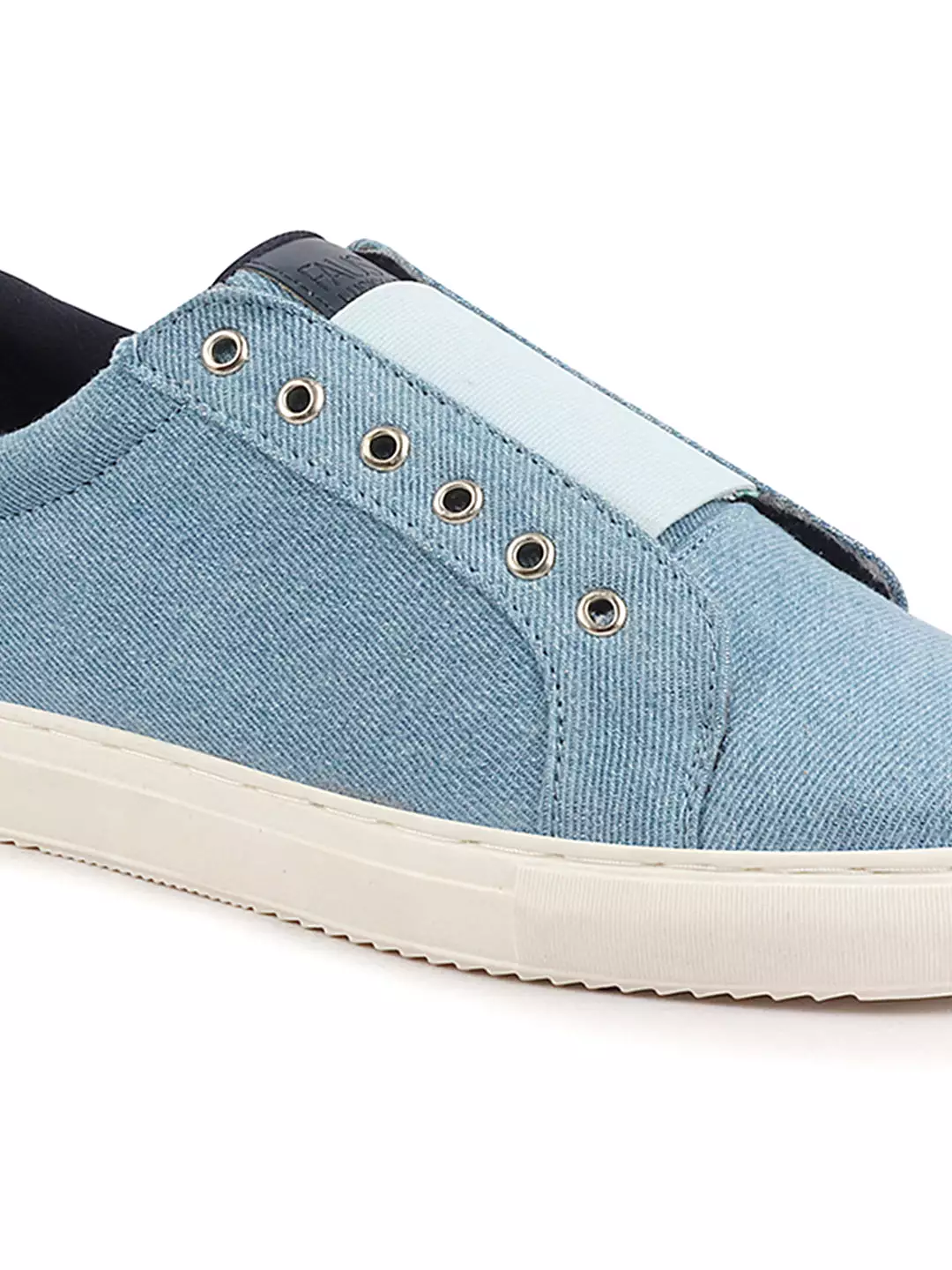 Men Sky Blue Elastic Closure Comfort Canvas Denim Slip On Sneaker Shoes