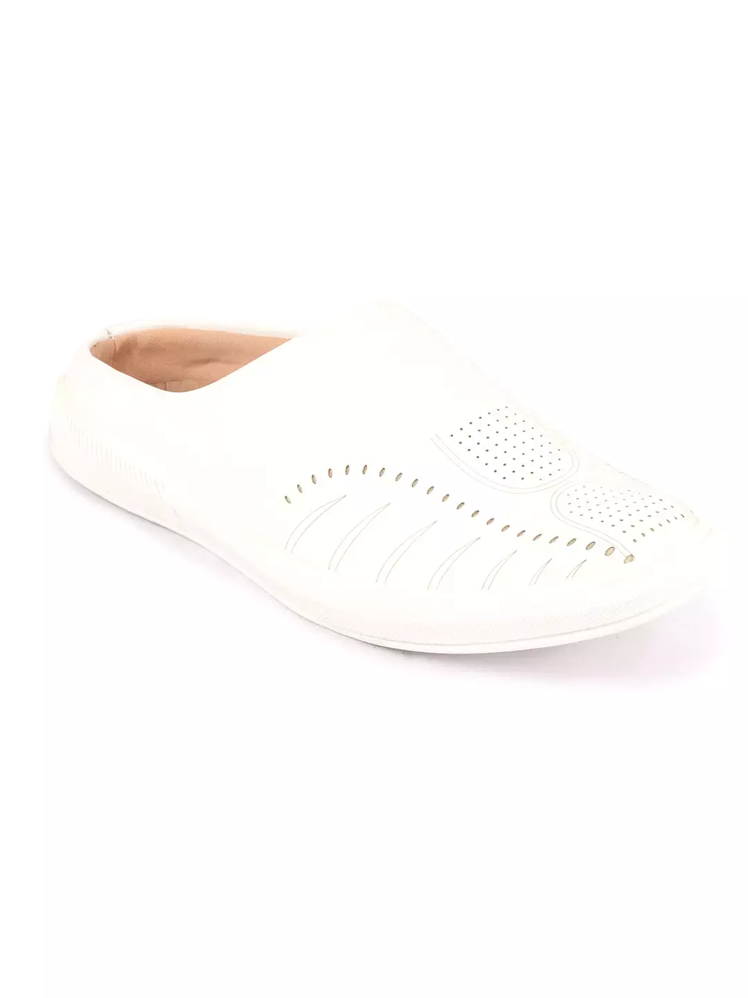 Men White Back Open Stylish Design Slip On Shoes