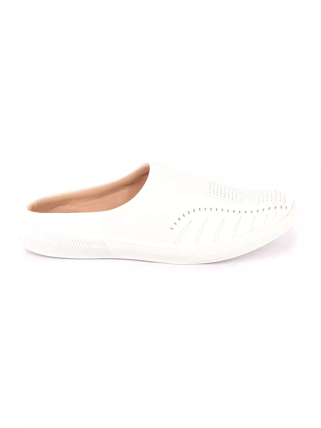 Men White Back Open Stylish Design Slip On Shoes