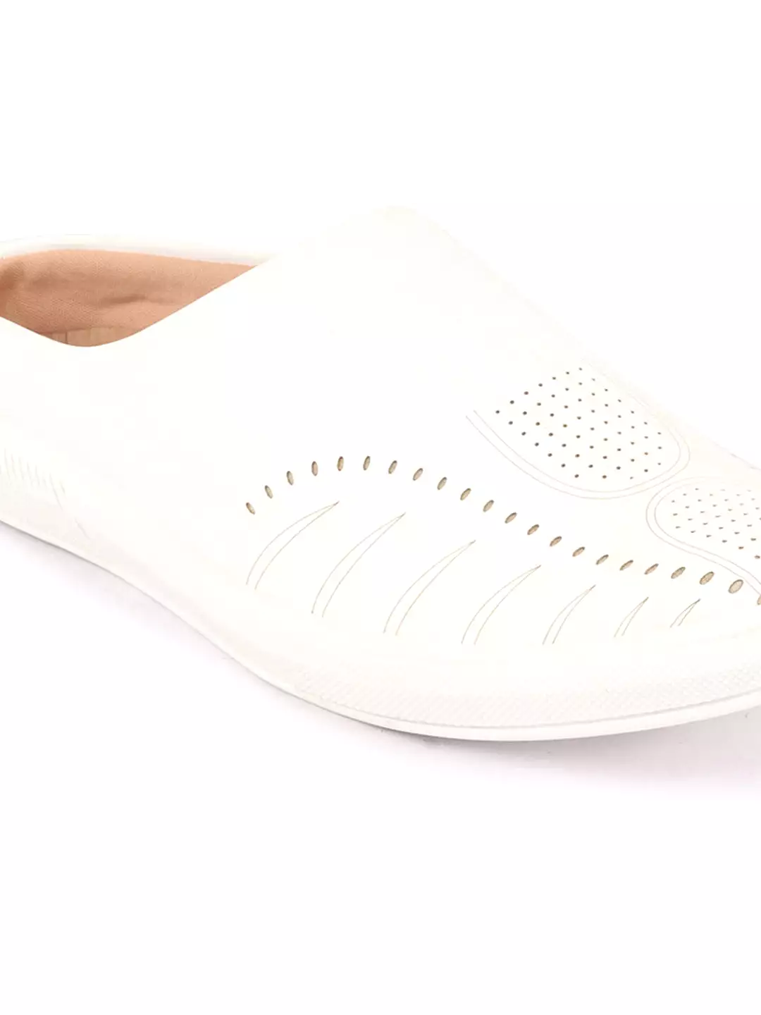 Men White Back Open Stylish Design Slip On Shoes