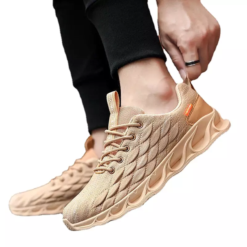 Men's Fish Scale Casual Lace-up Comfortable Running Shoes Breathable Gym Fly Woven Sneakers