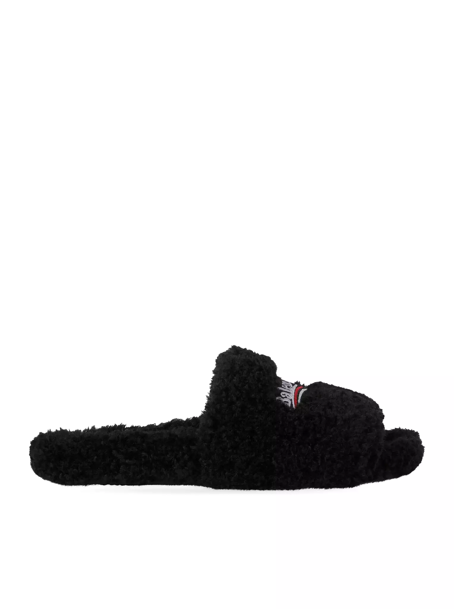 MEN`S FURRY SLIDE SANDALS IN BLACK