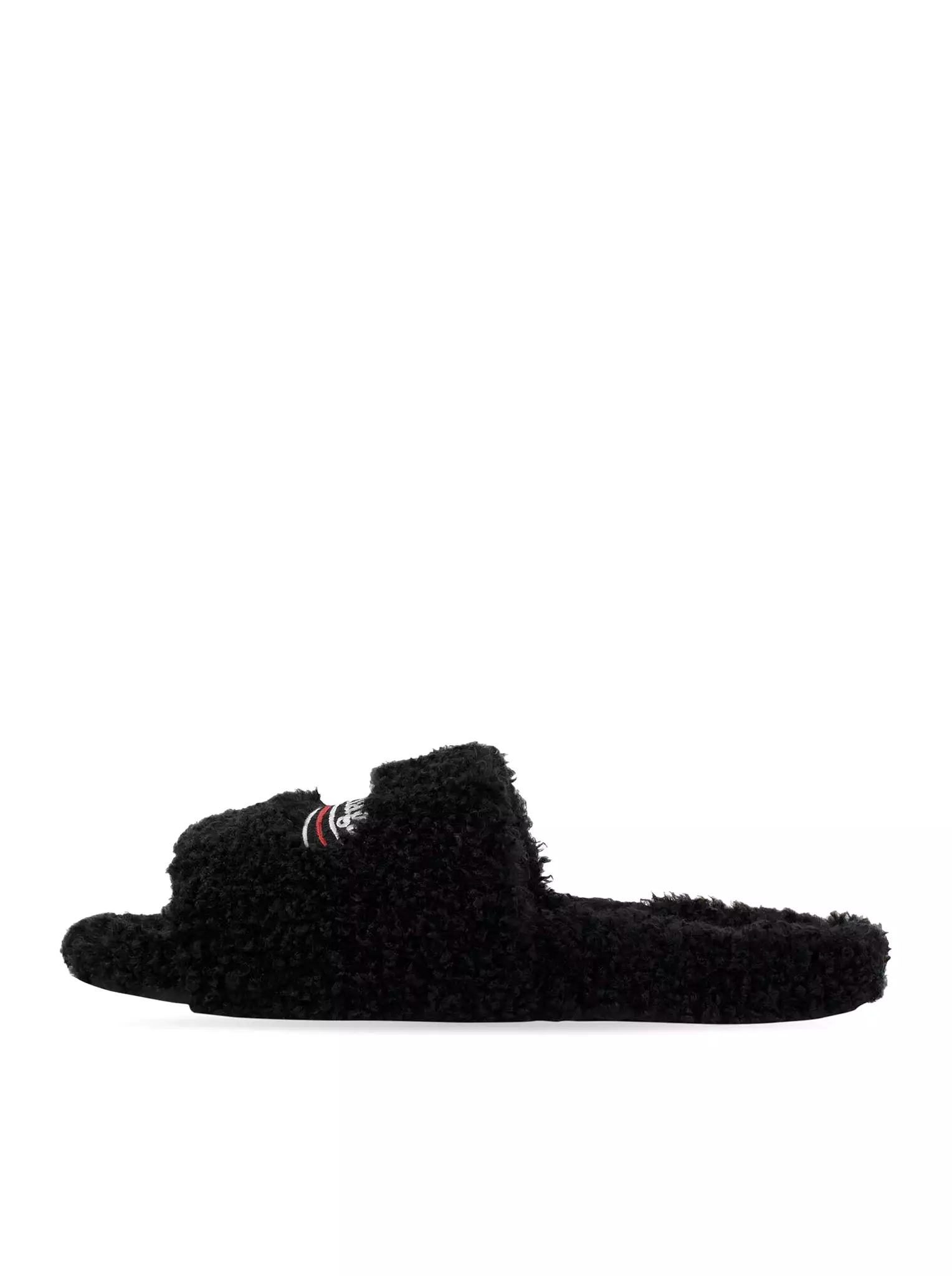 MEN`S FURRY SLIDE SANDALS IN BLACK