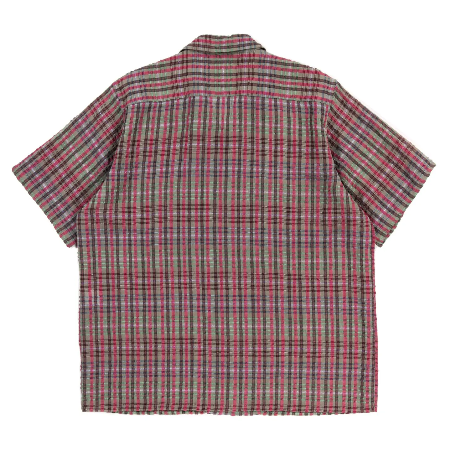 NEEDLES S/S ONE-UP SHIRT CHIFFON SUCKER PLAID GREEN