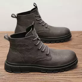 New men's short solid color retro British style Martin boots