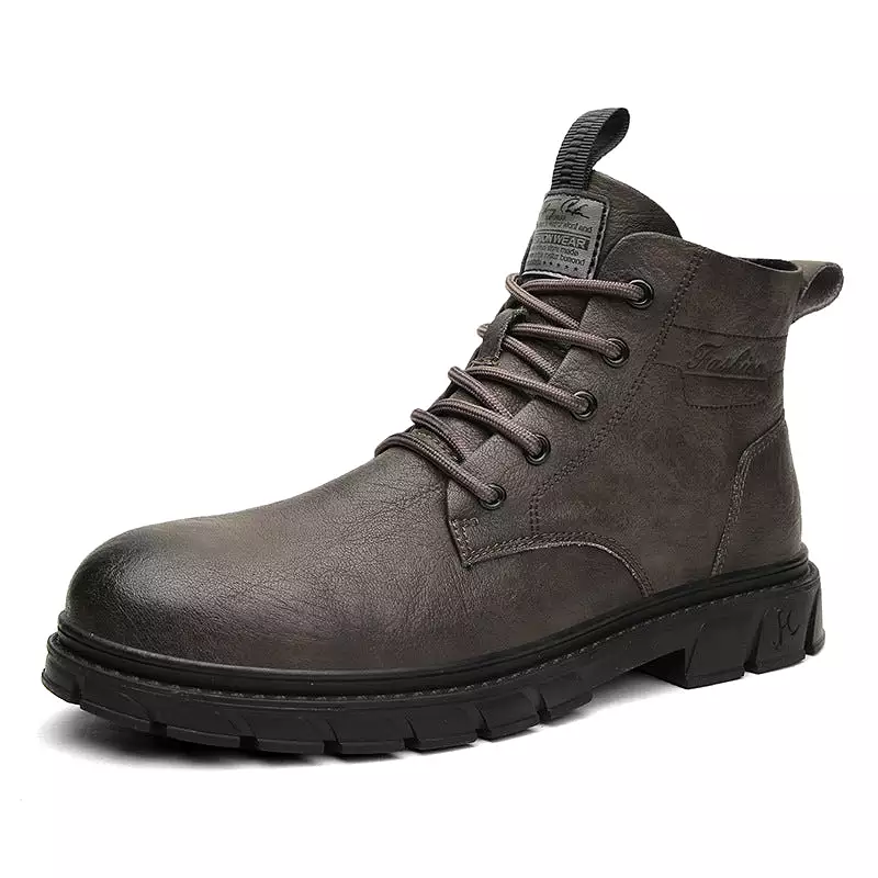 New men's short solid color retro British style Martin boots