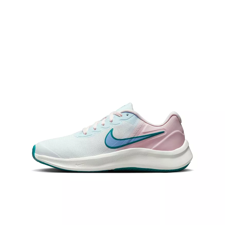 Nike White/Cobalt Bliss/Pearl Pink Star Runner 3 Youth Sneaker