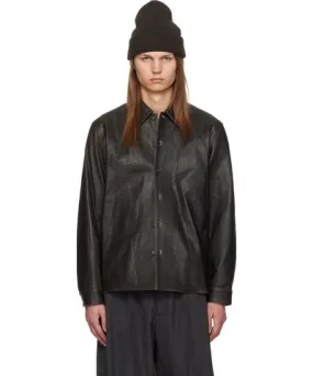 Our Legacy Black Welding Leather Overshirt