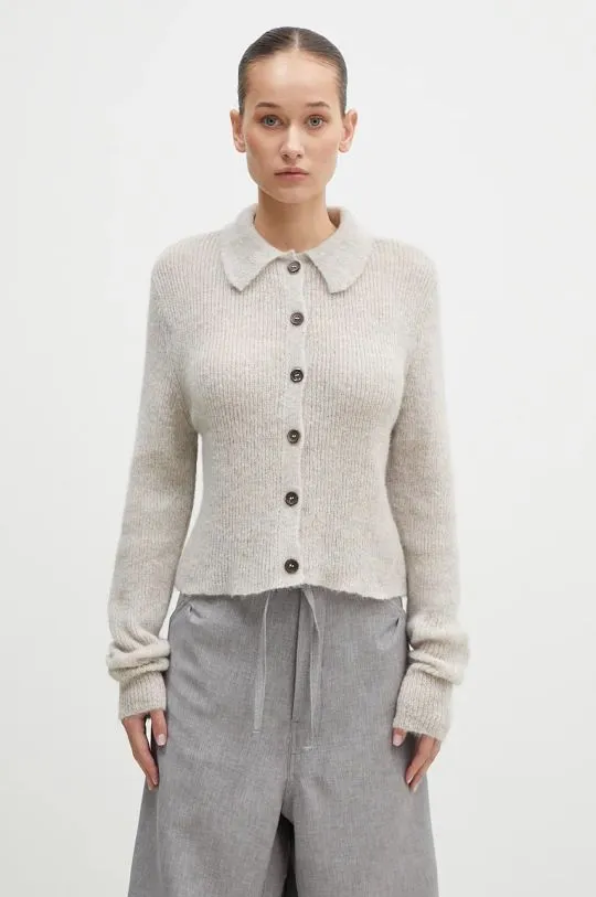 Our Legacy woolen cardigan Mazzy Polo beige color lightweight W4243MB