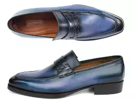 Paul Parkman Men's Blue Patina Handmade Loafers - 6944-BLU